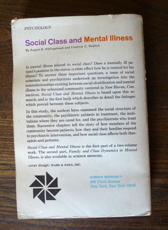 Hollingshead/Redlich,SOCIAL CLASS & MENTAL ILLNESS,1964 Wiley[SOCIOLOGIA,FOLLIA