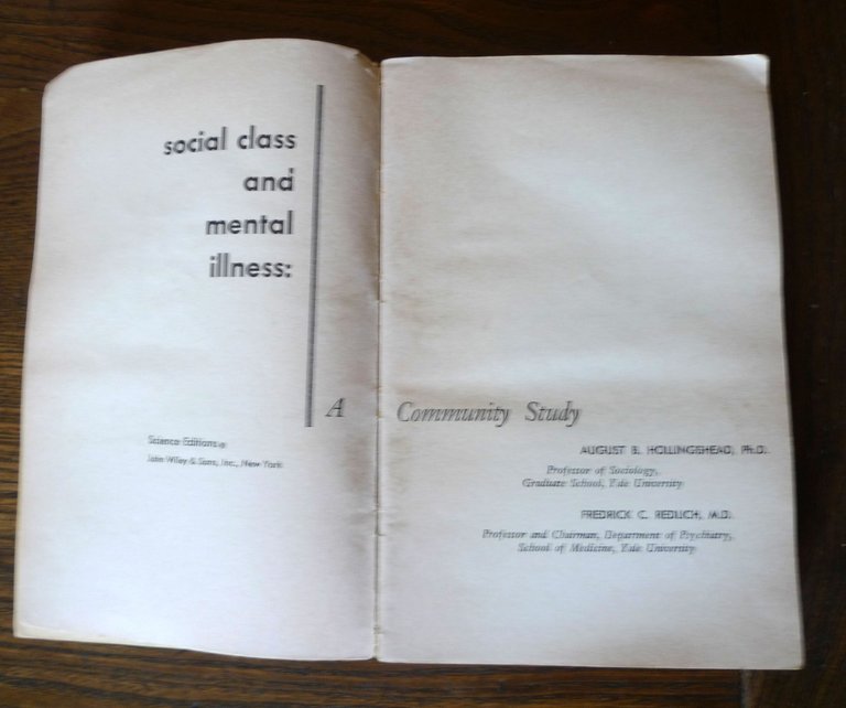 Hollingshead/Redlich,SOCIAL CLASS & MENTAL ILLNESS,1964 Wiley[SOCIOLOGIA,FOLLIA
