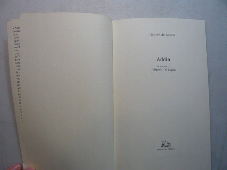 Honoré de Balzac,ADDIO, Rubbettino editore, 1987
