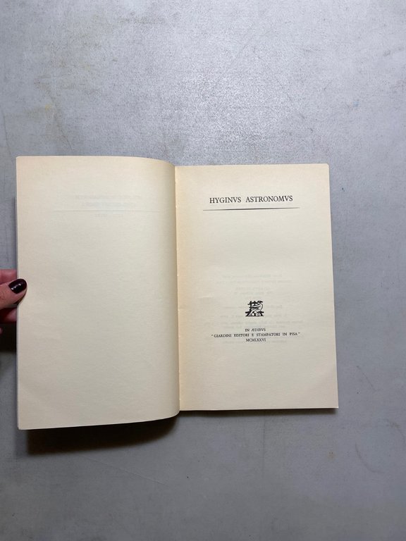 HYGINUS ASTRONOMUS, Giardini Editori e Stampatori 1976[ De Astronomia | Immagine Gallery 2