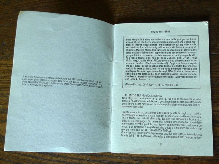 I PADRONI DELLA MUSICA,1995 MILLE LIRE Stampa Alternativa/SETTEBELLI[Baraghini