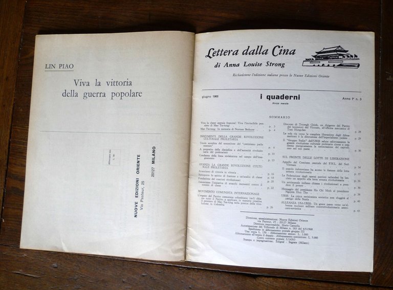 I QUADERNI.RIVISTA MENSILE,Nuove Ed.Oriente 1968[comunismo,maoismo,Mao