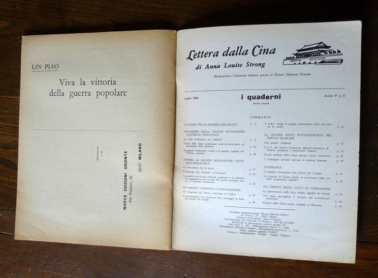 I QUADERNI.RIVISTA MENSILE,Nuove Ed.Oriente 1968[comunismo,maoismo,Mao