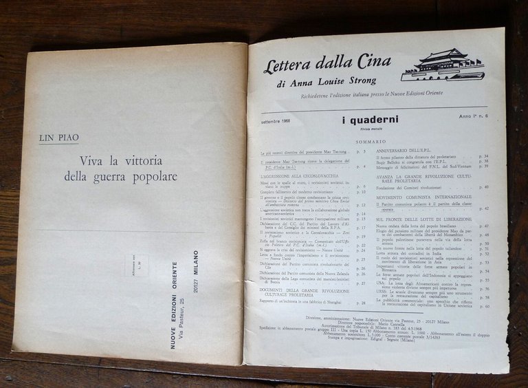 I QUADERNI.RIVISTA MENSILE,Nuove Ed.Oriente 1968[comunismo,maoismo,Mao