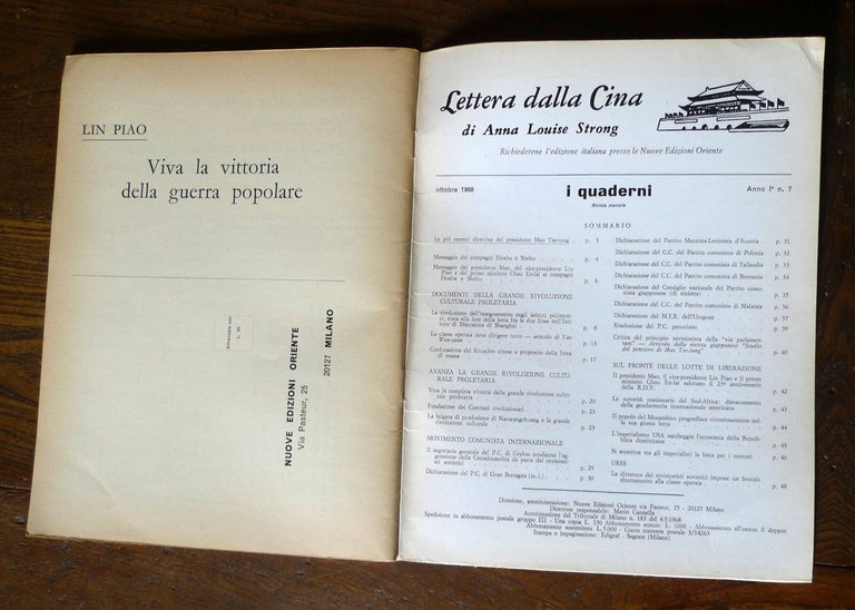 I QUADERNI.RIVISTA MENSILE,Nuove Ed.Oriente 1968[comunismo,maoismo,Mao