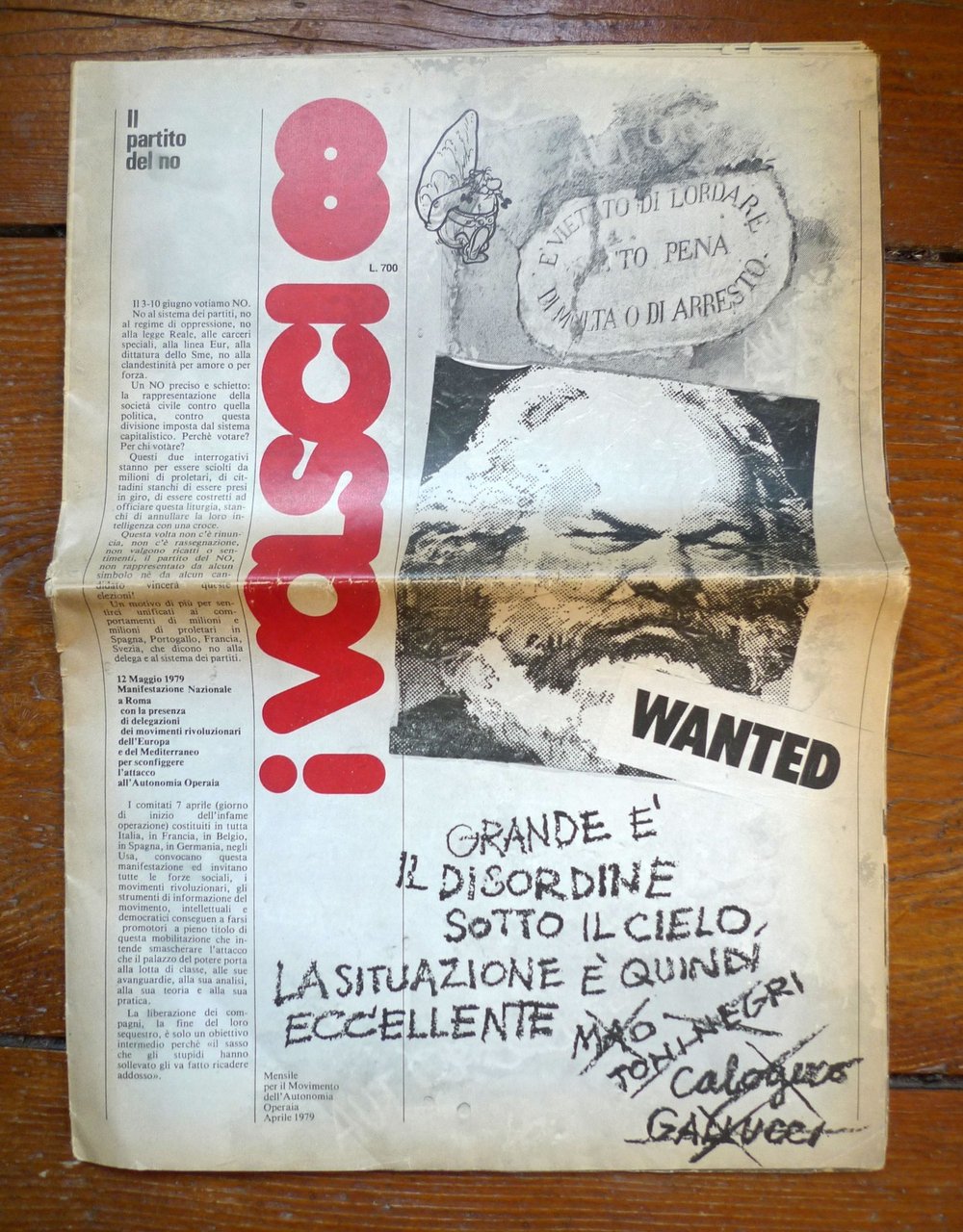 I VOLSCI n.8 aprile 1979.Mensile per il Movimento dell'Autonomia Operaia[carcere