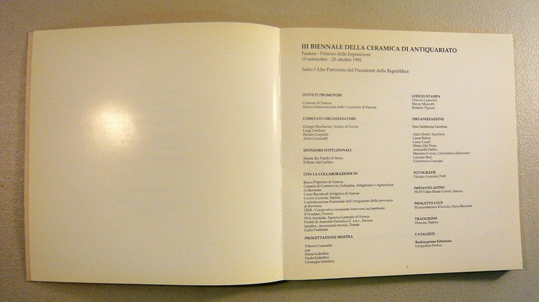 III BIENNALE DELLA CERAMICA DI ANTIQUARIATO,1992 Faenza[catalogo arte,maioliche