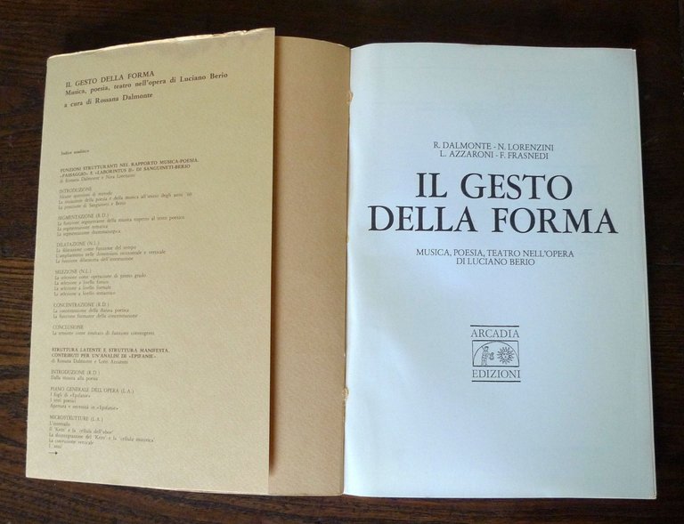IL GESTO DELLA FORMA.MUSICA,POESIA,TEATRO NELL'OPERA DI LUCIANO BERIO,1981