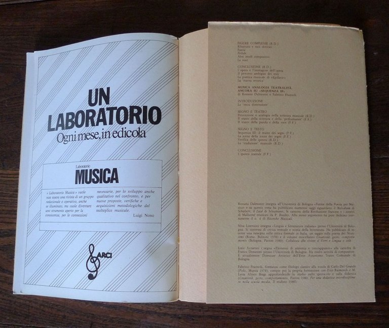 IL GESTO DELLA FORMA.MUSICA,POESIA,TEATRO NELL'OPERA DI LUCIANO BERIO,1981