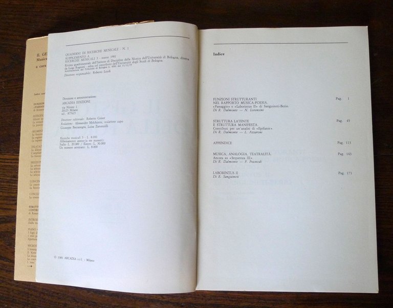 IL GESTO DELLA FORMA.MUSICA,POESIA,TEATRO NELL'OPERA DI LUCIANO BERIO,1981