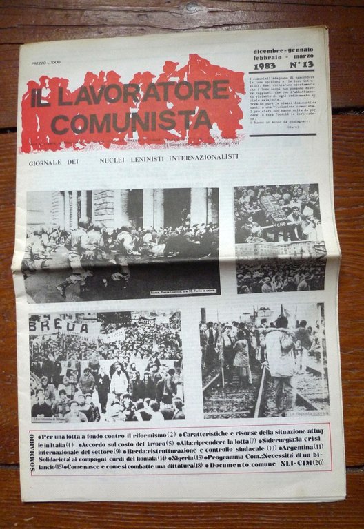 IL LAVORATORE COMUNISTA.GIORNALE DEI NUCLEI LENINISTI INTERNAZIONALISTI,1983 | Immagine Gallery 1