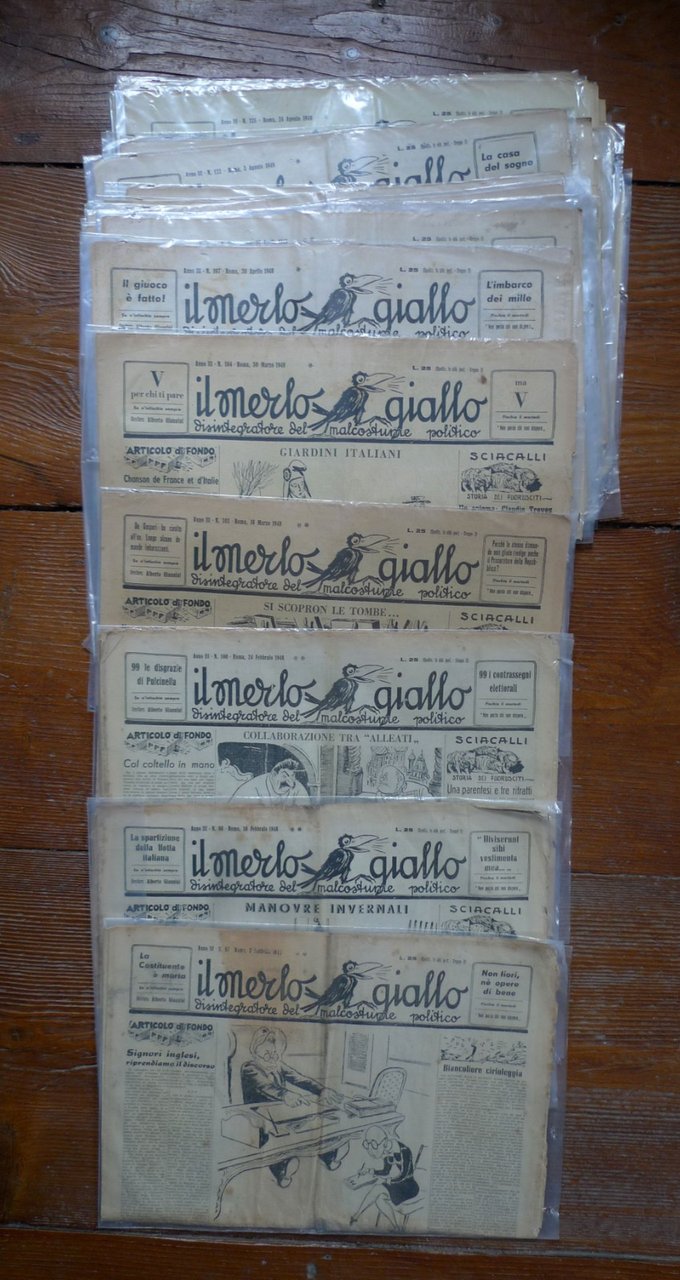 IL MERLO GIALLO.DISINTEGRATORE DEL MALCOSTUME POLITICO 1948-49[SATIRA,A.GIANNINI