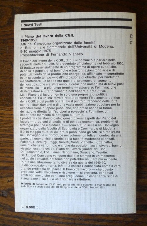 IL PIANO DI LAVORO DELLA CGIL 1949-1950.Atti Convegno,1978 Feltrinelli[sindacato | Immagine Gallery 2