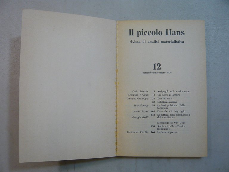 IL PICCOLO HANS.Rivista trimestrale di analisi materialistica. N. 12, 1976
