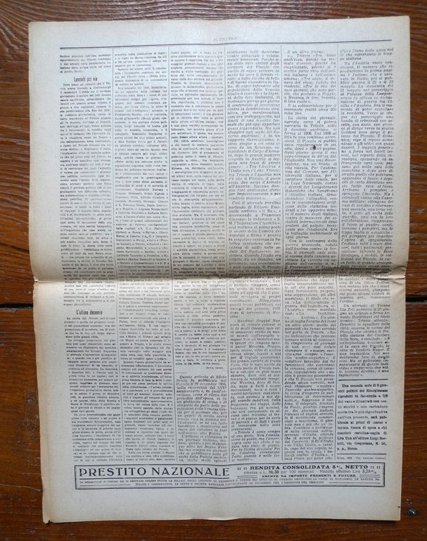 IL PICCOLO.Trieste Venerdì 21 Maggio 1915[Quotidiano,GUERRA,Russia,WW1 | Immagine Gallery 3