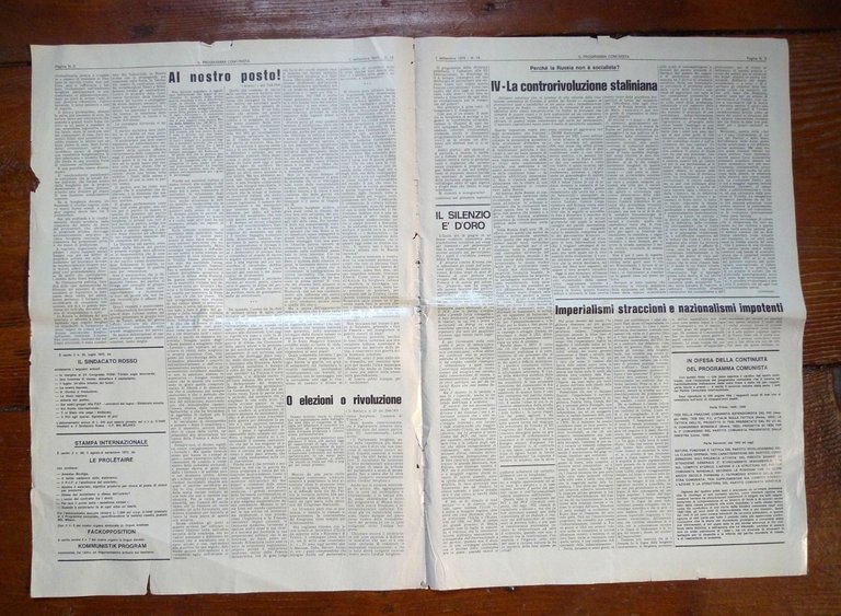 IL PROGRAMMA COMUNISTA ORGANO DEL PCInt n.15 1 settembre 1970[comunismo,Bordiga