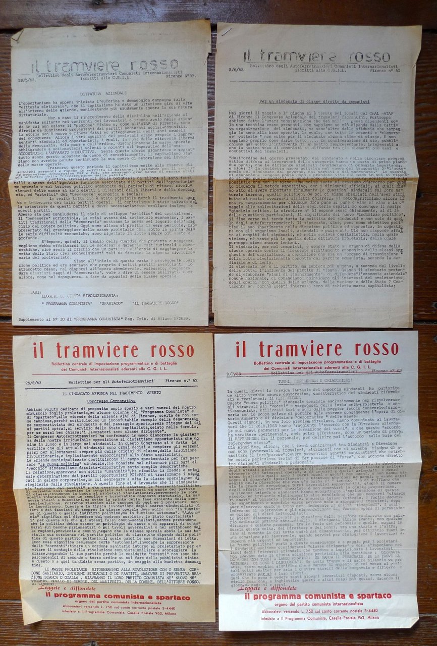 IL TRAMVIERE ROSSO.Boll.Autoferrotramvieri Comunisti Internazionalisti 1963[CGIL | Immagine principale