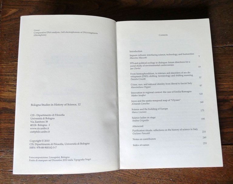 IMPURE CULTURES.Interfacing science,technology and humanities,2010 Un.Bologna