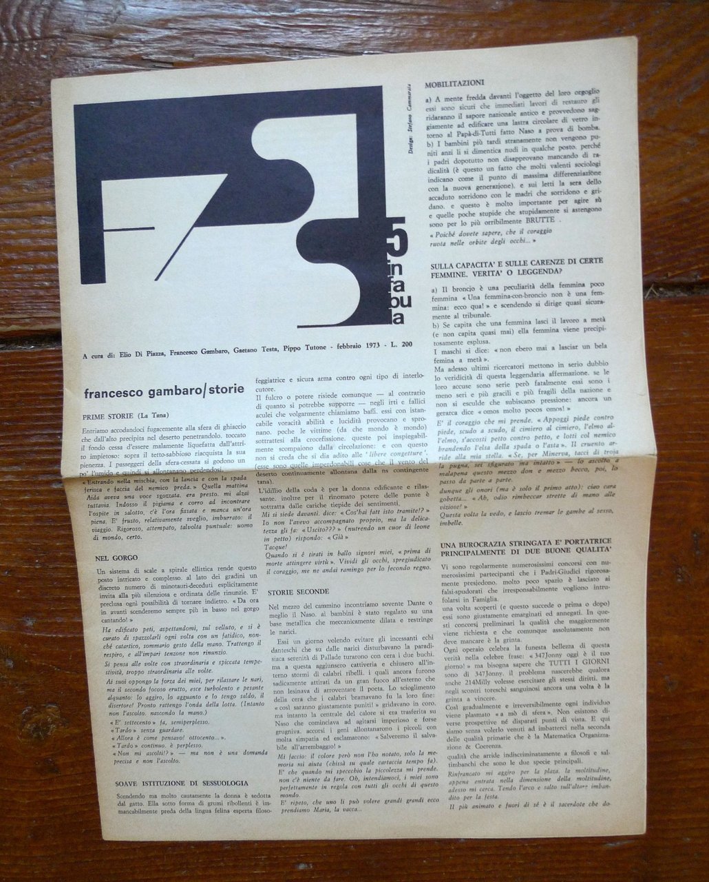 IN FABULA n.5 Feb.1973,Flaccovio[rivista,narrativa,Palermo,Di Piazza,Gambaro | Immagine principale