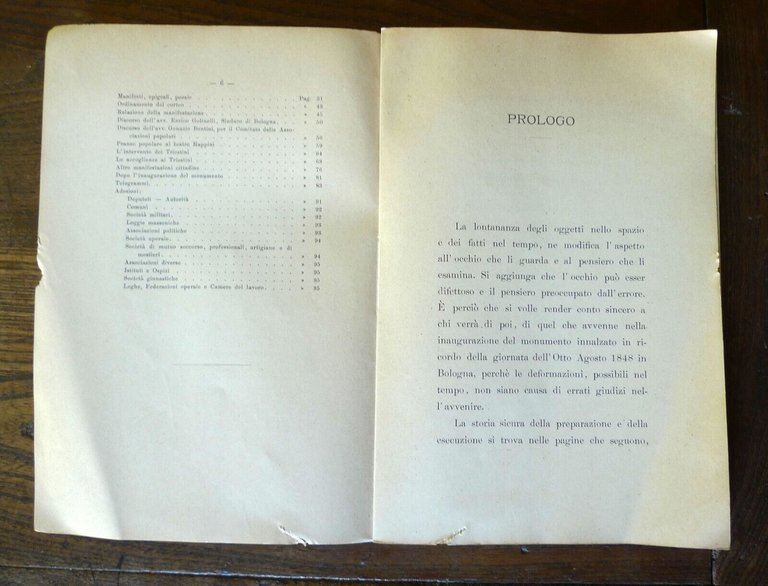INAUGURAZIONE DEL MONUMENTO AI CADUTI DELL'8 AGOSTO 1848,Bologna 1904[STORIA