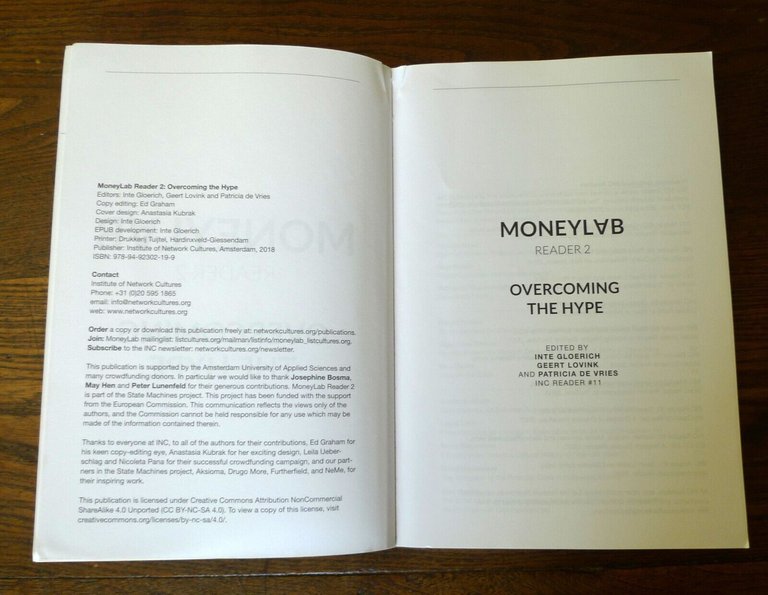 INC READER #11.MONEYLAB READER 2.OVERCOMING THE HYPE,2018 Ins.Network Cultures
