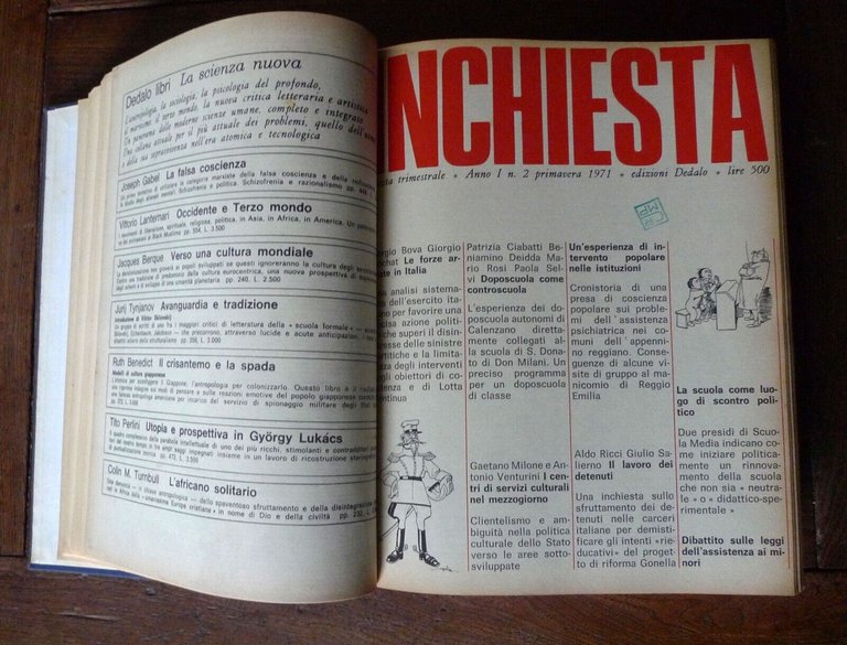INCHIESTA.Rivista trimestrale di ricerca e pratica sociale.Annata 1971-72,Dedalo