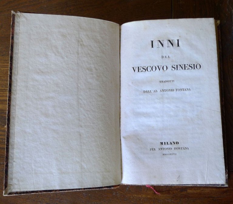 INNI DEL VESCOVO SINESIO di Cirene,trad.Antonio Fontana,1827[poesia greca antica