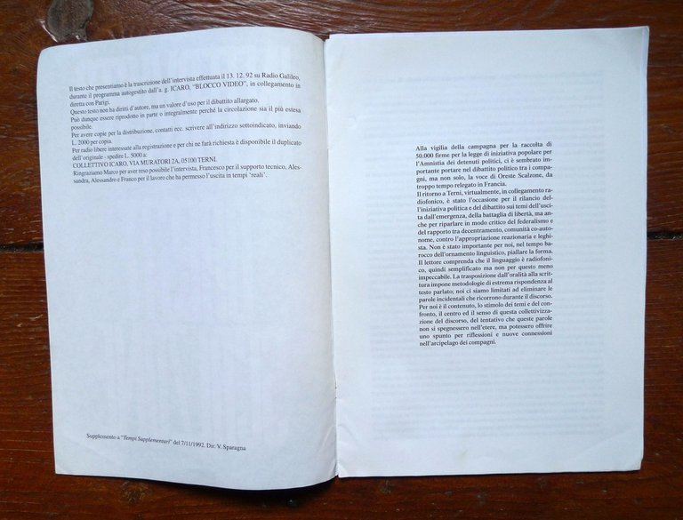 INTERVISTA A ORESTE SCALZONE,1992 Coll.ICARO,Terni[AMNISTIA DETENUTI POLITICI | Immagine Gallery 2