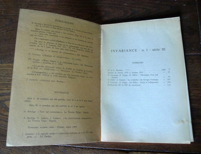 INVARIANCE A.IX-Série III n.1 1976[Giorgio Cesarano,politica,Bordiga