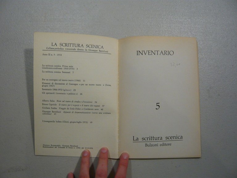 INVENTARIO verso nuove drammaturgie, LA SCRITTURA SCENICA n.5[teatro