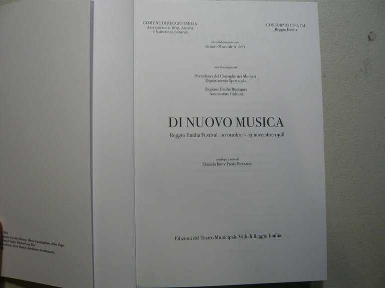 Iotti,Perezzani,DI NUOVO MUSICA,1998[Festival musica contemporanea,Reggio Emilia