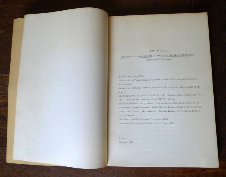 IRIPS,PROBLEMI PSICOLOGICI DELLA FORMAZIONE ALLA SICUREZZA LAVORATIVA,'72[LAVORO