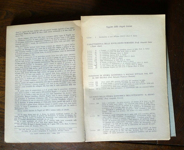 ISTITUTO GRAMSCI,STORIA ECONOMICA.CORSI DI LEZIONI DELL'ANNO 1954-55[economia