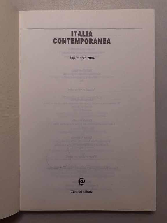 ITALIA CONTEMPORANEA 2004 completa,Carocci[movimento di liberazione in Italia