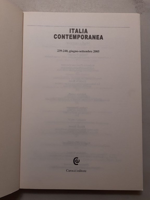 ITALIA CONTEMPORANEA 2005 (manca 238),Carocci[movimento di liberazione in Italia