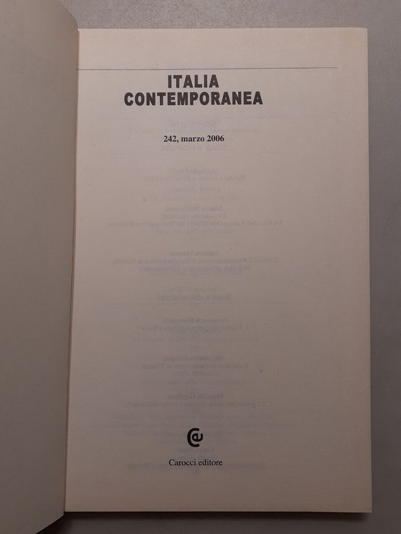 ITALIA CONTEMPORANEA 2006 completa,Carocci[movimento di liberazione in Italia