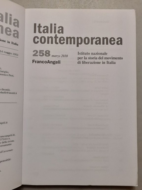 ITALIA CONTEMPORANEA 2010 completa[movimento di liberazione in Italia