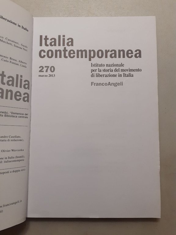 ITALIA CONTEMPORANEA 2013 completa[movimento di liberazione in Italia