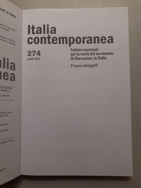 ITALIA CONTEMPORANEA 2014 completa[movimento di liberazione in Italia