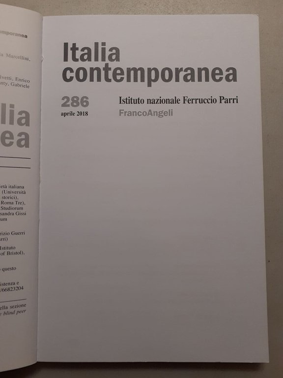 ITALIA CONTEMPORANEA 2018 completa[movimento di liberazione in Italia