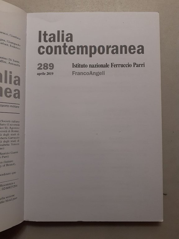 ITALIA CONTEMPORANEA 2019 completa[movimento di liberazione in Italia