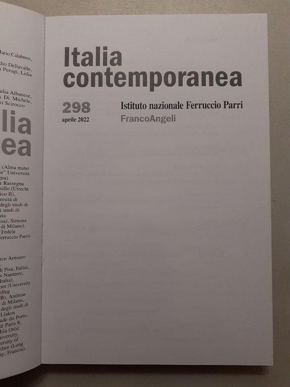 ITALIA CONTEMPORANEA 2022 (manca 300)[movimento di liberazione in Italia