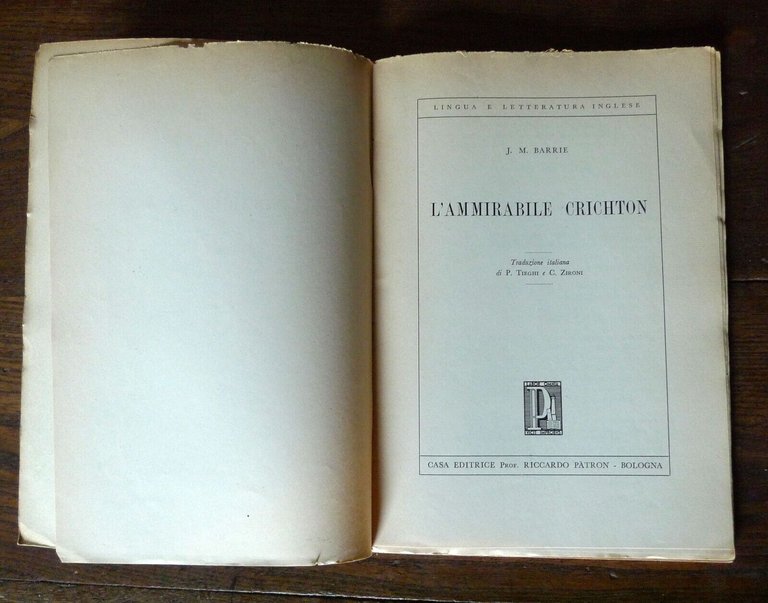 J.M.Barrie,L'AMMIRABILE CRICHTON,Patron 1961[LETTERATURA INGLESE