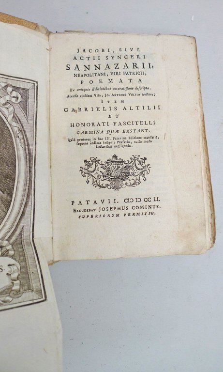 JACOPO SANNAZARO,POEMATA,1751 Cominus,Padova[poesia,De partu virginis,Sannazzaro
