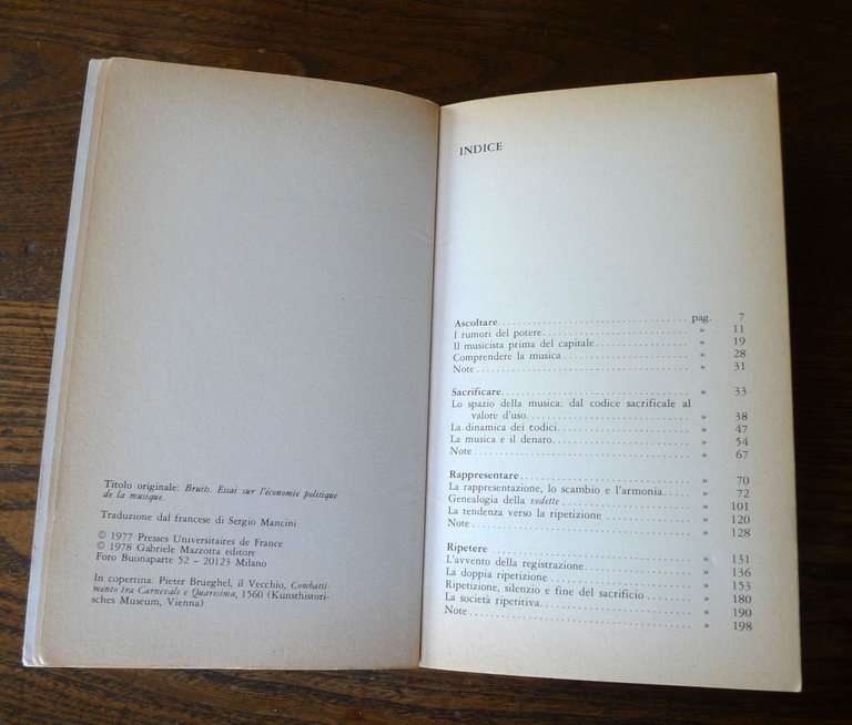 Jacques Attali,RUMORI.Saggio sull'economia politica della musica,1978 Mazzotta