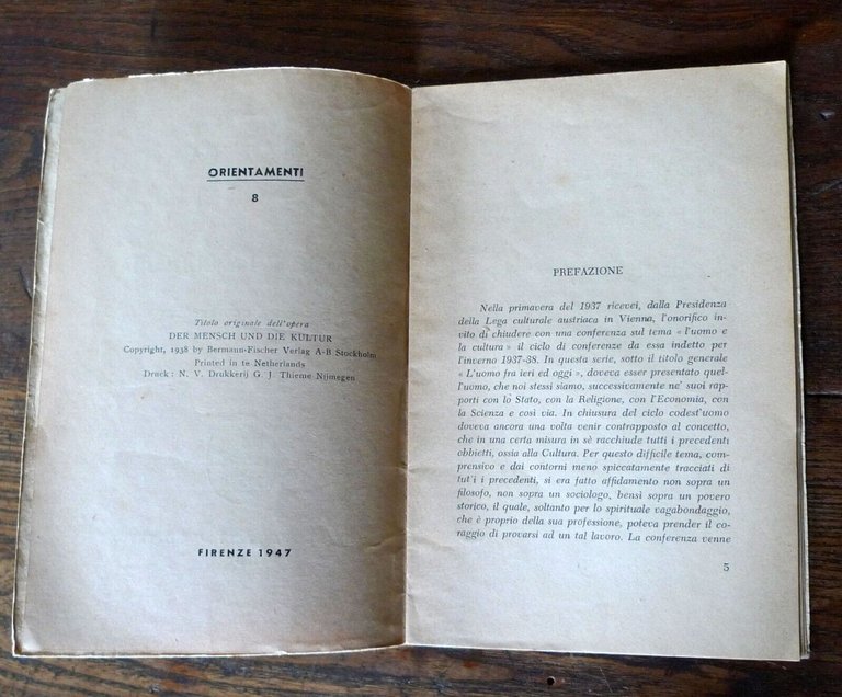 JOHAN HUIZINGA,L'UOMO E LA CULTURA,1947 La Nuova Italia[FILOSOFIA,ANTROPOLOGIA