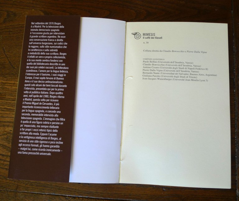 Jorge Luis Borges,CARTOGRAFIA DI UN DESTINO.INTERVISTE,2012 Mimesis