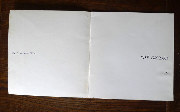 JOSÈ ORTEGA.Catalogo della mostra.1972 Forni Galleria d'Arte,Bologna