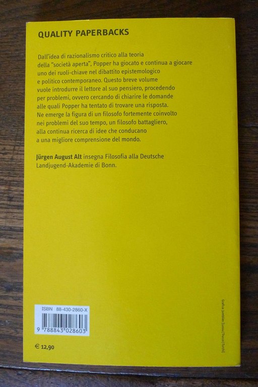 Jürgen August Alt,KARL R.POPPER,2004 Carocci[filosofia,epistemologia,scienza