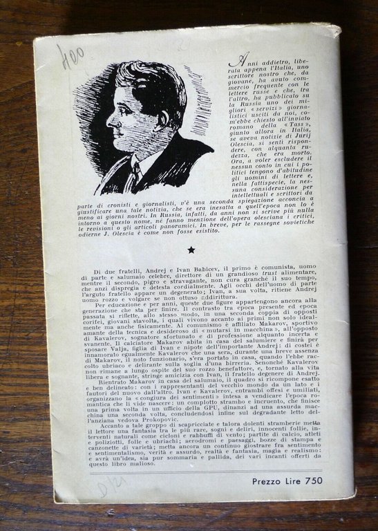 Jurij Karlovič Oleša(Olescia),L'INVIDIA,1952 Casini[narrativa russa,ZAVIST'